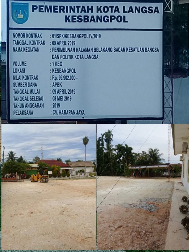 
 Perihal Proyek Penimbunan Halaman Belakang Kesbangpol PPK Kota Langsa Lempar Bola