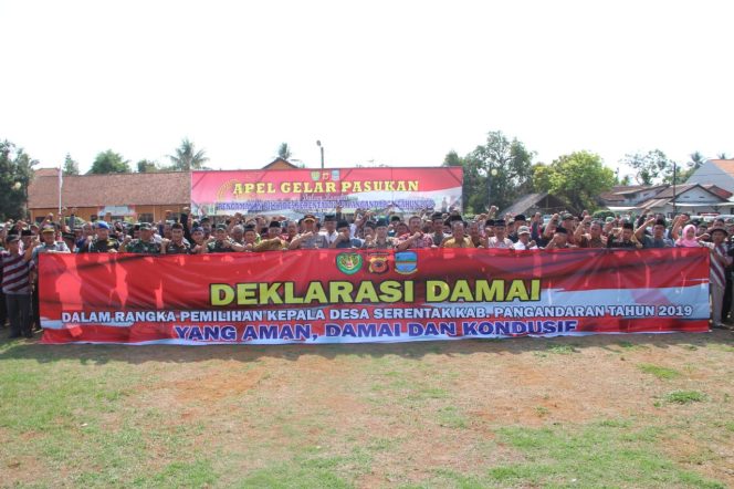 
 Polres Ciamis Polda Jabar, Deklarasi Damai Dalam Rangka Pengamanan Pilkades Serentak Kabupaten Pangandaran Tahun 2019