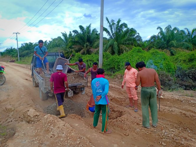 
 Kepala Desa Ulak Patian Pimpin Giat Goyong Royong Pengecoran Gorong Gorong Jalan