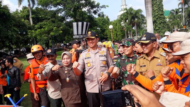 
 Upacara Gelar Pasukan Siaga Bencana Dipimpin Bupati Ciamis