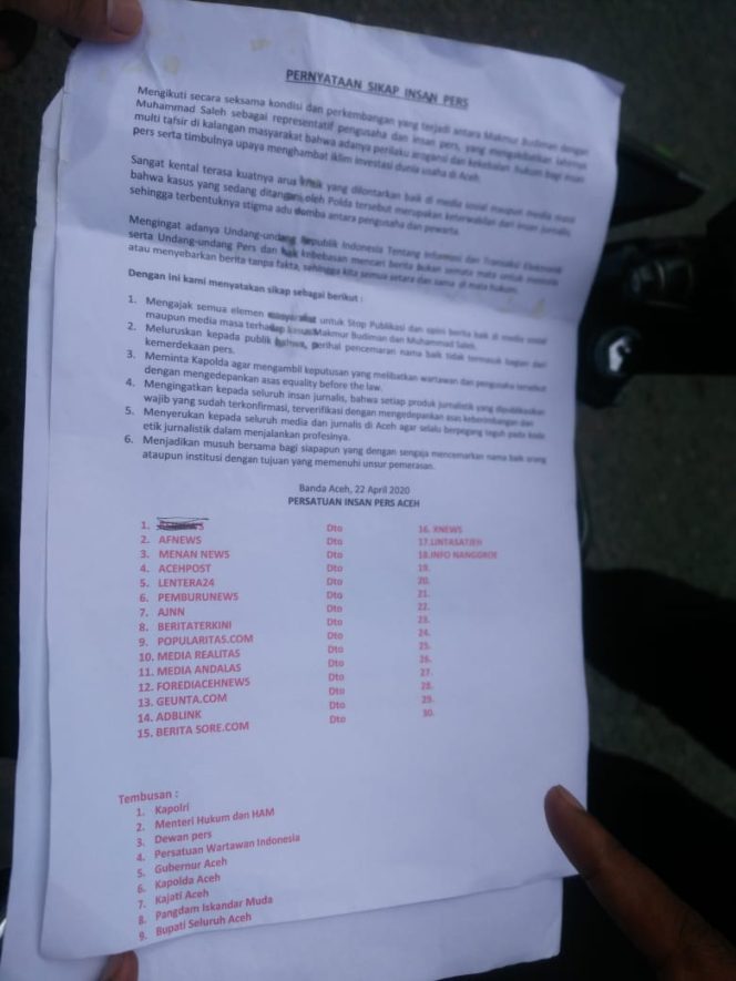 
 Klarifikasi LintasAtjeh.com Atas Pencatutan Nama Terkait ‘Pernyataan Sikap Insan Pers Prov Aceh’