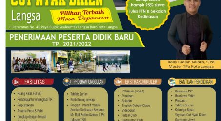 Foto : Brosur penerimaan siswa baru SMAS Unggul CND Langsa tahun ajaran 2021-2022.