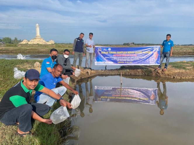 
 Muslim DPR RI Bersama KKP Bagikan Benur Udang Vaname