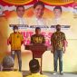 Foto : Anggota DPR RI, Ilham Pangestu (di tengah) saat menyampaikan orasi politiknya pada HUT Golkar ke-75