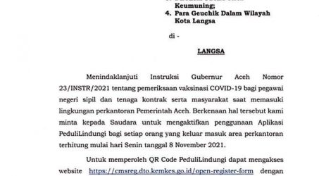 Foto : Surat Wali Kota Langsa.