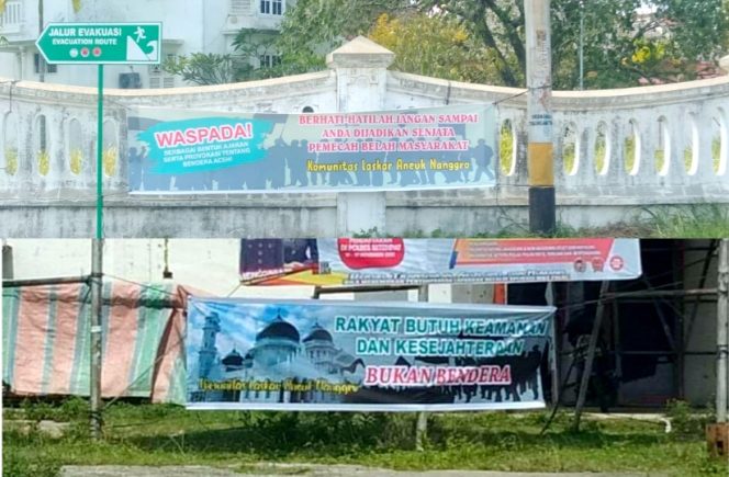 
 Jelang Milad GAM ke-45, Spanduk Himbauan Terpasang di Pidie dan Pijay