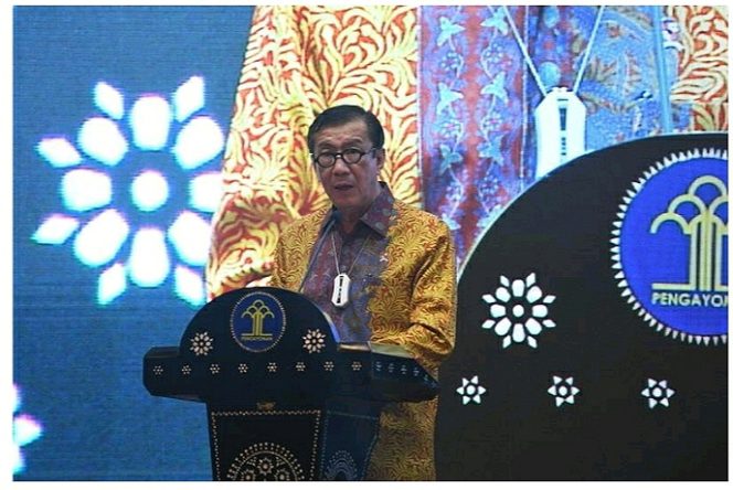 
 Foto : Menkumham RI, Yasonna H Laoly memberikan sambutan pada peringatan Hari HAM Se Dunia.