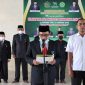 Foto : Rektor IAIN Langsa, Dr. H. Basri, MA membacakan amanat Menag RI pada peringatan HAB ke-76.