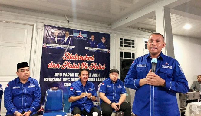 
 Halal Bi Halal Partai Demokrat Aceh di Kota Langsa, Pekikan ‘AHY Presiden 2024’ Menggema