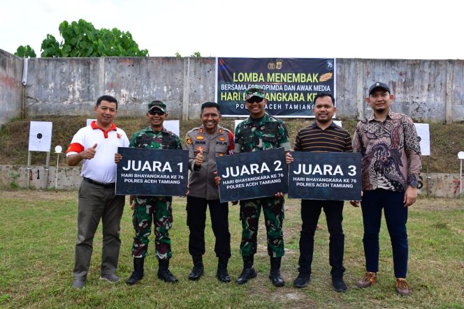 
 Lomba Menembak Semarakkan Peringatan Hari Bhayangkara ke-76 di Polres Aceh Tamiang
