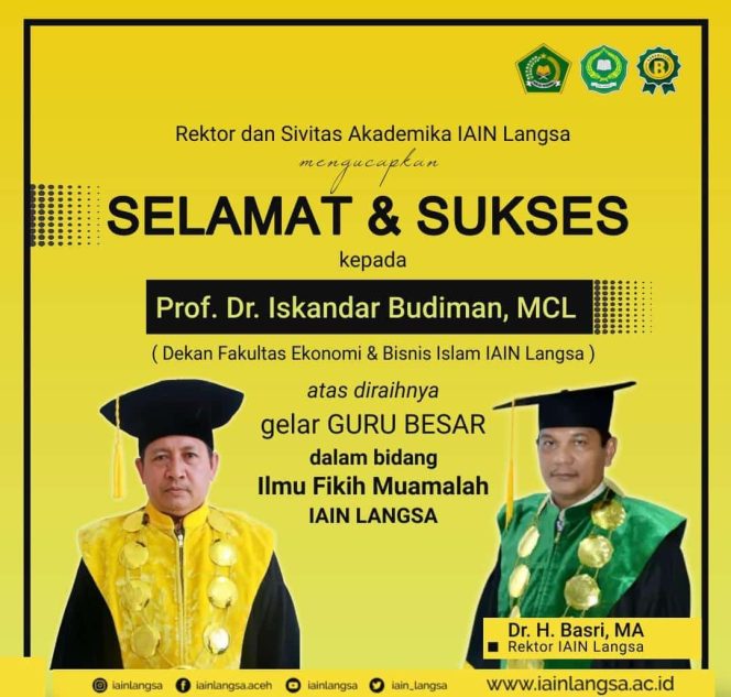 
 Iskandar Budiman Profesor Kedua di IAIN Langsa