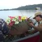 Foto : Pj Bupati Simeulue dan Danlanal Simeulue saat tabur bunga di Teluk Sinabang.