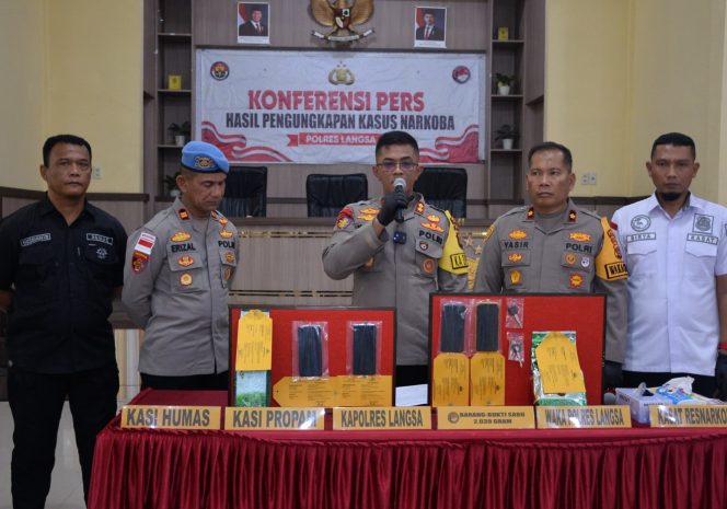
 Polres Langsa Ungkap Peredaran Sabu 2.039 Gram, Empat Kurir Dibekuk