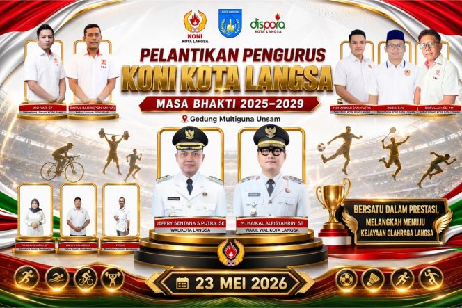
 Sabtu, Pon Yahya Lantik Pengurus KONI Langsa