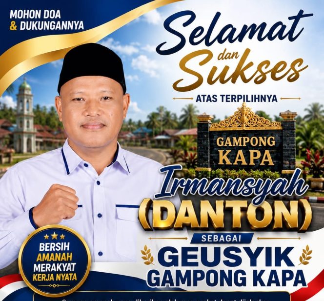 
 Irmansyah Danton Geuchik Terpilih Gampong Kapa, Wali Kota Langsa Ucapkan Selamat